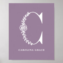 Anpassningsbar Färg Blommigt Monogram Brev C Namn