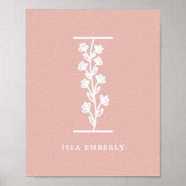 Anpassningsbar Färg Blommigt Monogram Brev I Namn Poster