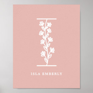 Anpassningsbar Färg Blommigt Monogram Brev I Namn  Poster