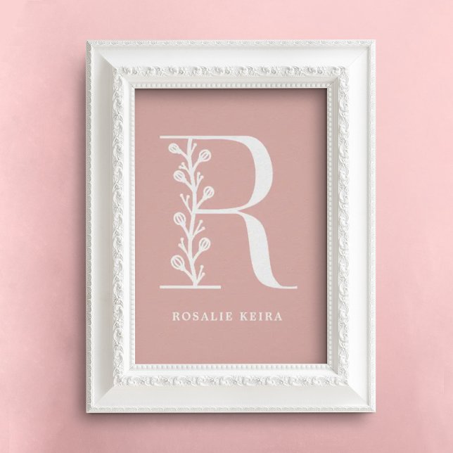 Anpassningsbar Färg Blommigt Monogram Brev R Namn  Poster (Skapare uppladdad)