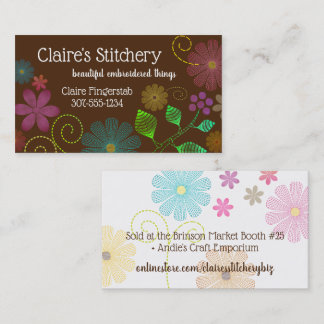 Anpassningsbar färg broidery sytlar blommor bu visitkort