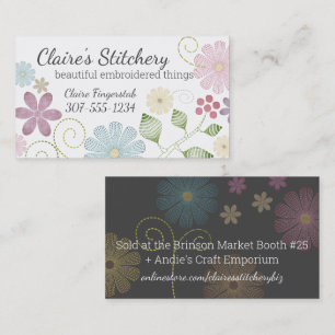 Anpassningsbar färg broidery sytlar blommor bu visitkort