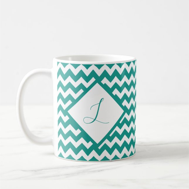 Anpassningsbar färg chevron monogram kaffe mugg (Vänster)