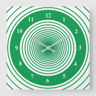Anpassningsbar Färg Circles Clock - Grönt White Fyrkantig Klocka