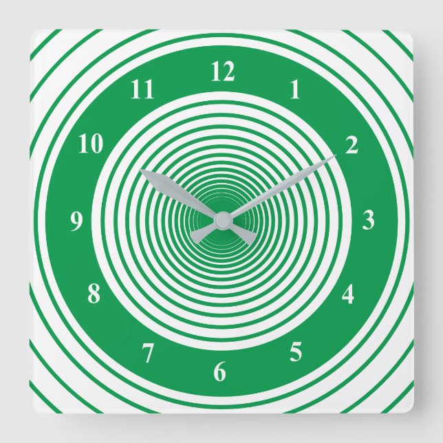 Anpassningsbar Färg Circles Clock - Grönt White Fyrkantig Klocka (Framsida)