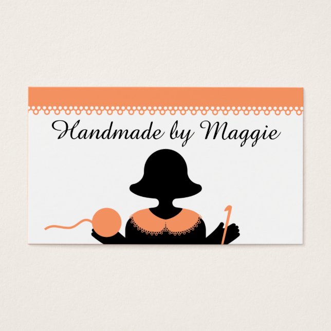 Anpassningsbar färg crochet krok-smakande silhuett visitkort (Framsidan)
