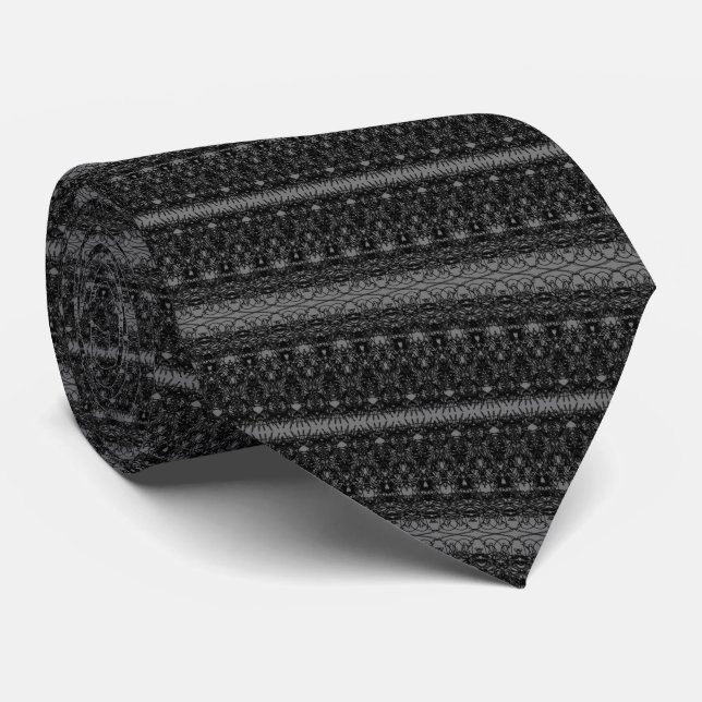 Anpassningsbar Färg Ditt halsband - Svart Grått Li Slips (Rullad)