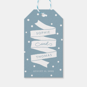 Anpassningsbar Färg Dots and Ribbon Wedding Favor Presentetikett