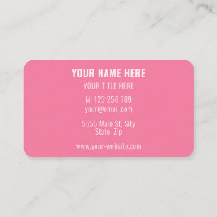 Anpassningsbar Färg Elegant Enkel Personlig Rosa Visitkort
