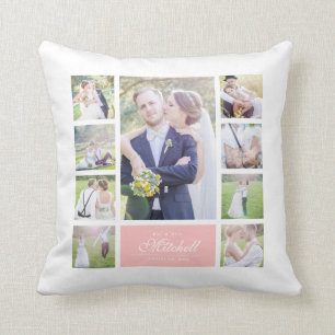 Anpassningsbar Färg Elegant Script Mr & Mrs Photo Kudde