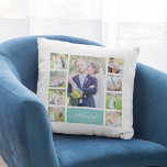 Anpassningsbar Färg Elegant skript Mr & Mrs Photo  Kudde<br><div class="desc">Fotokollage med 9 foton ordnade i en rutnätslayout på framsidan och baksidan skapar det totalt 18 foton som du kan ersätta med egna foton som visar din familj namn i ett skript för elegant. Denna mångsidiga kuddedesign har också ett redigerbart färg. Du kan ändra bakgrunden i färg genom att klicka...</div>