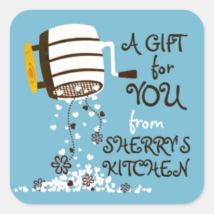 Anpassningsbar färg flour sifter från köket fyrkantigt klistermärke