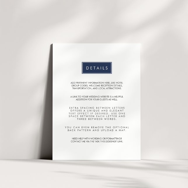 Anpassningsbar-Färg-gästinformationskort för gäst  Tilläggskort (Skapare uppladdad)