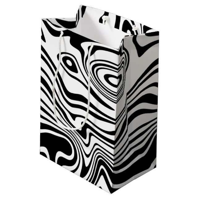Anpassningsbar Färg Gift Bag Abstrakt Vågar Black  (Baksidan Vinklad)