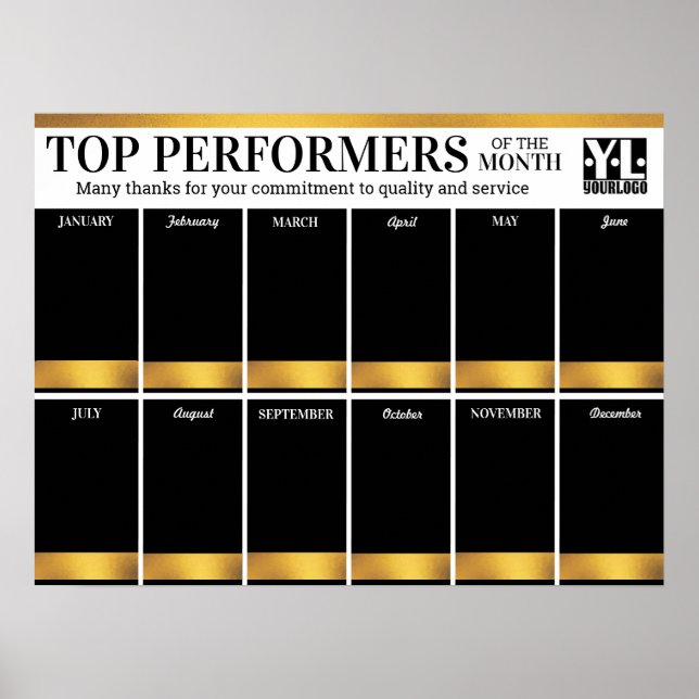 Anpassningsbar färg guld Medarbetare i månadsfotot Poster (Framsidan)
