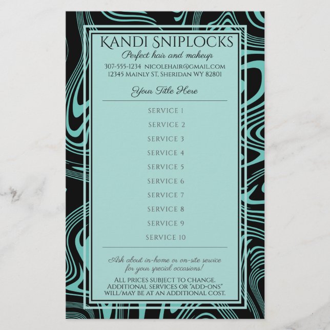 Anpassningsbar färg hårstilist nagel makeup artist flygblad (Framsidan)