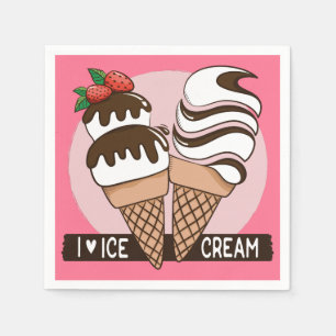Anpassningsbar färg Ice Cream Älskare pappra blöjo Pappersservett