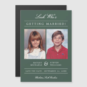 Anpassningsbar Färg Kid Photo Save Date   Grönt Magnetisk Inbjudningskort