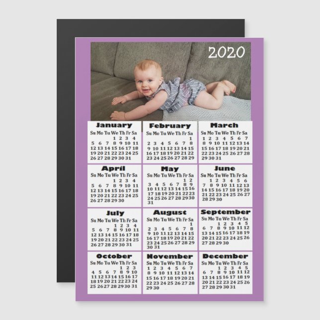 Anpassningsbar Färg Lägg till bild till 2020 Mini  Magnetisk Inbjudningskort (Fram/baksida)