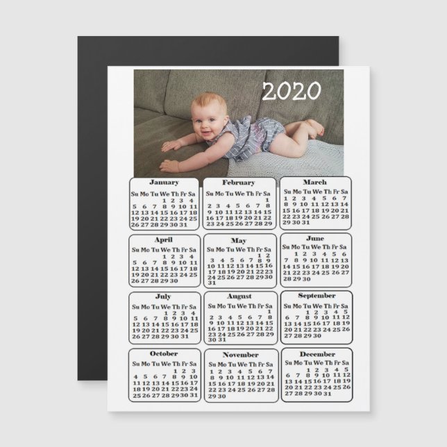 Anpassningsbar Färg Lägg till bild till 2020 Mini  Magnetisk Inbjudningskort (Fram/baksida)