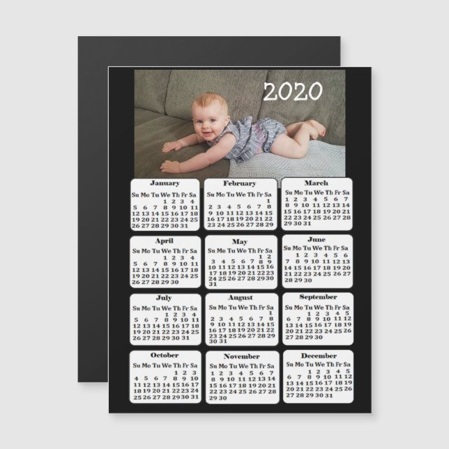 Anpassningsbar Färg Lägg till bild till 2020 Mini  Magnetisk Inbjudningskort (Fram/baksida)