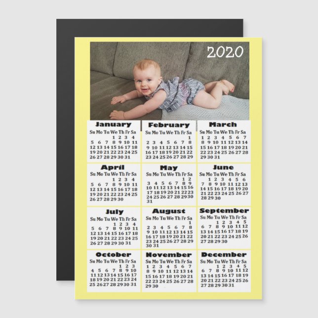 Anpassningsbar Färg Lägg till bild till 2020 Mini  Magnetisk Inbjudningskort (Fram/baksida)