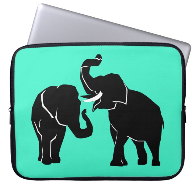 Anpassningsbar Färg Laptop sleeve med elefant par (Framsidan)