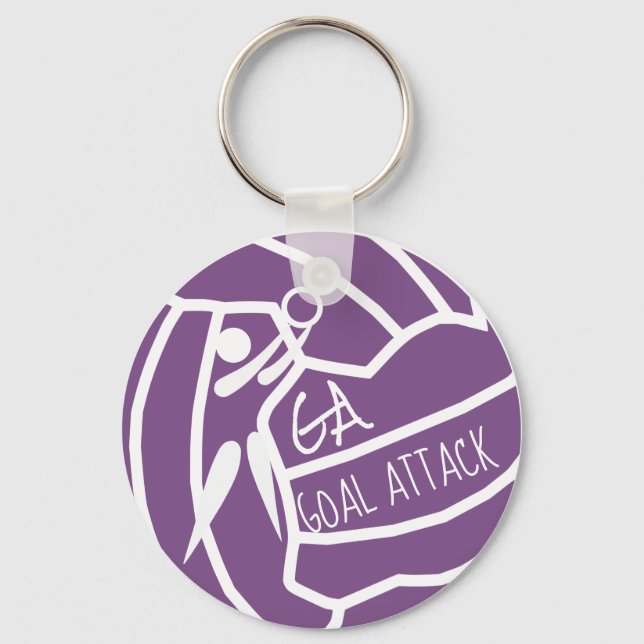 Anpassningsbar Färg-målattack GA Netball Clipart Nyckelring (Framsida)