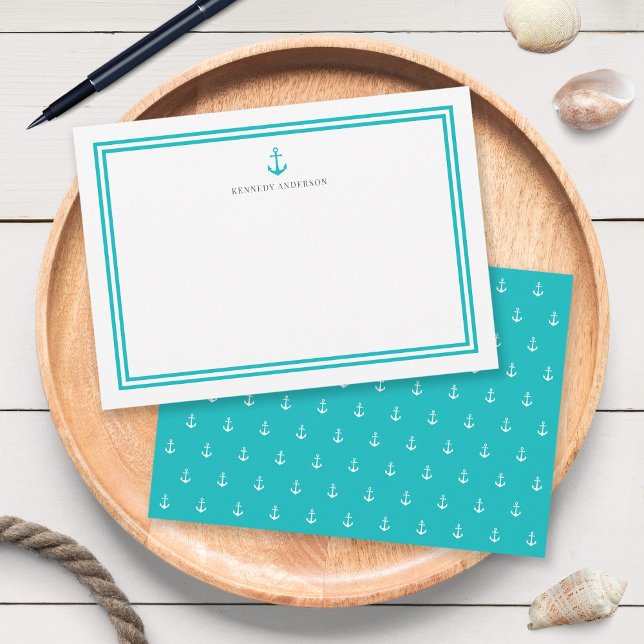 Anpassningsbar Färg Modern Classic Anchor-Personli Anteckningskort (Skapare uppladdad)