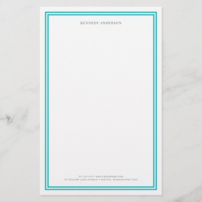 Anpassningsbar Färg Modern Classic Gräns Personlig Brevpapper (Framsida)