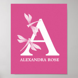 Anpassningsbar Färg Monogram Blommigt Brev A Nurse Poster