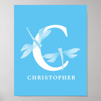 Anpassningsbar Färg Monogram Brev C Dragonfly Nurs Poster