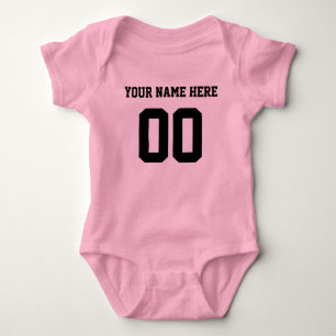 Anpassningsbar Färg/Namn Baby Sports Black Jersey T Shirt