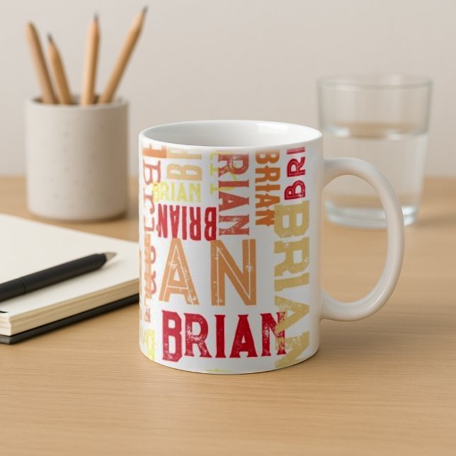 Anpassningsbar Färg Namn upprepade över Kaffemugg (Skapare uppladdad)