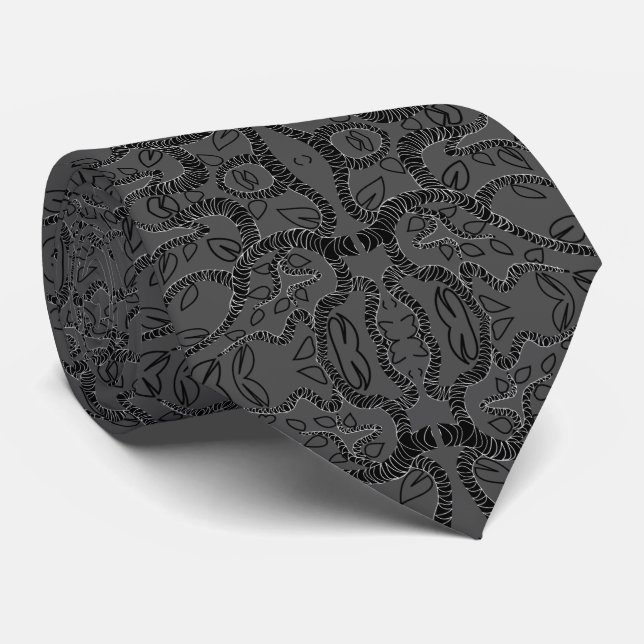 Anpassningsbar Färg Neck Tie - Design Art - Grått Slips (Rullad)