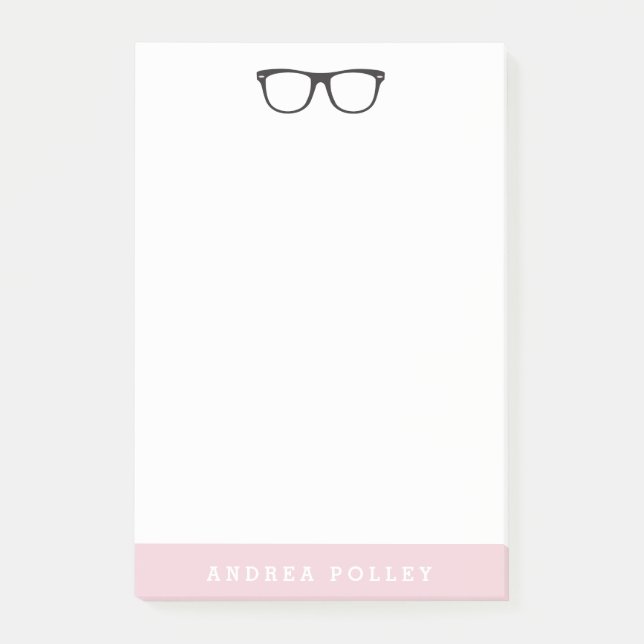 ANPASSNINGSBAR FÄRG Nerdy Black Glass Personal Post-it Block (Framsida)
