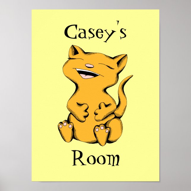 Anpassningsbar Färg och text Wally Cat Laughing Po Poster (Framsidan)