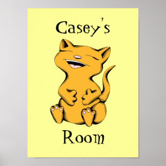 Anpassningsbar Färg och text Wally Cat Laughing Po Poster