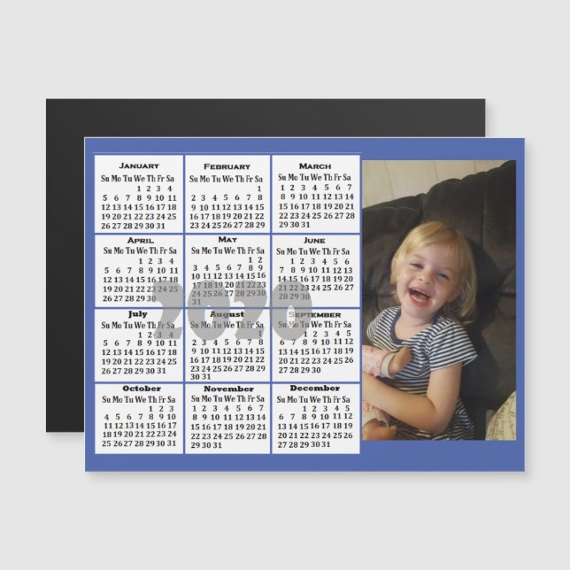 Anpassningsbar Färg Photo Mini Calendar Magnetisk Inbjudningskort (Fram/baksida)