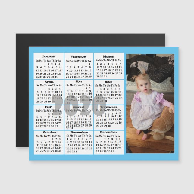 Anpassningsbar Färg Photo Mini Calendar Magnetisk Inbjudningskort (Fram/baksida)
