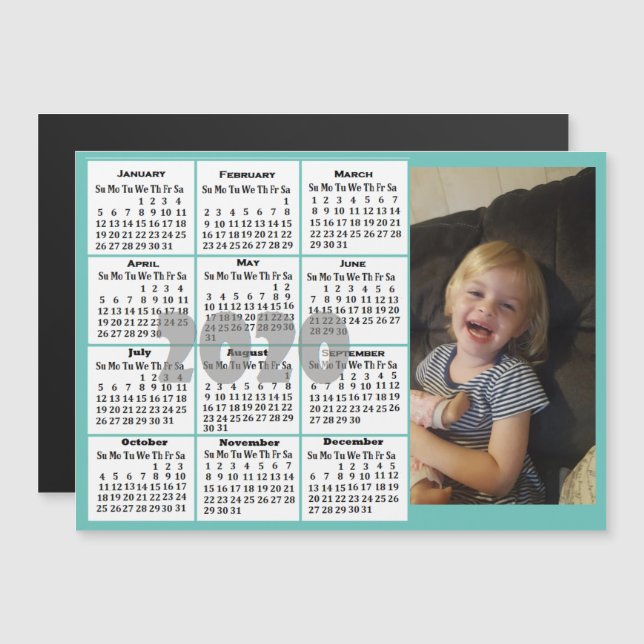 Anpassningsbar Färg Photo Mini Calendar Magnetisk Inbjudningskort (Fram/baksida)