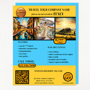 Anpassningsbar Färg Photo Travel Template Reklamblad