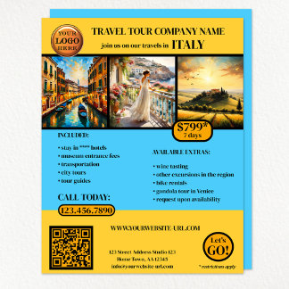 Anpassningsbar Färg Photo Travel Template Reklamblad