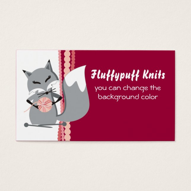 Anpassningsbar färg rävgarn som stickar märkre i n visitkort (Framsidan)