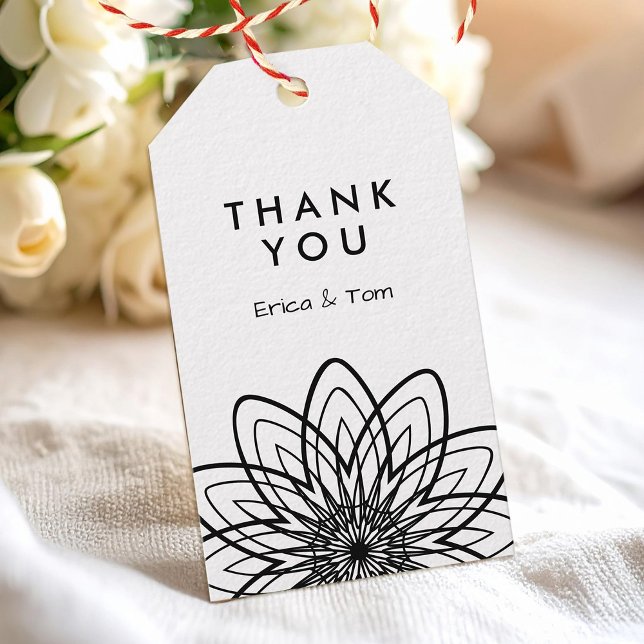 Anpassningsbar färg-retrominimalistisk blommigt presentetikett (Skapare uppladdad)