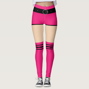 Anpassningsbar Färg Roligt Leggings - Rosa Kort oc