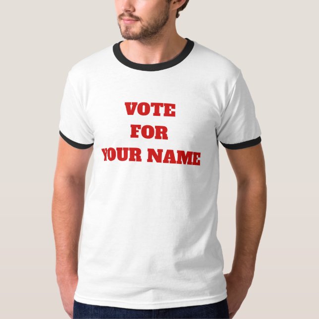 Anpassningsbar Färg röstar för ert namn på ett fan T Shirt (Framsida)