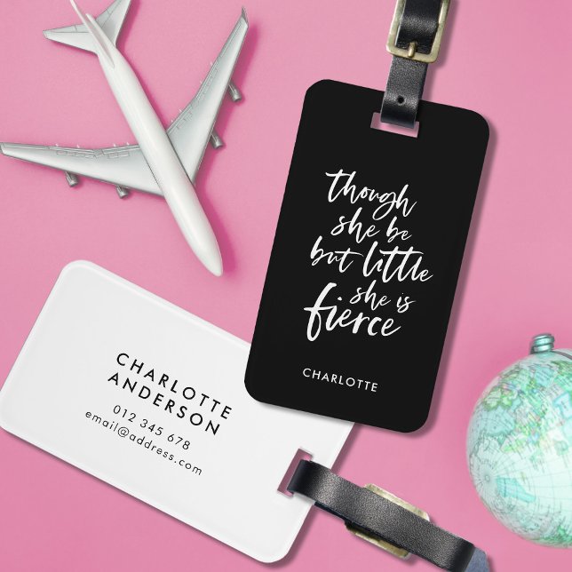 Anpassningsbar Färg Script Little but Fierce Shake Bagagebricka (Skapare uppladdad)