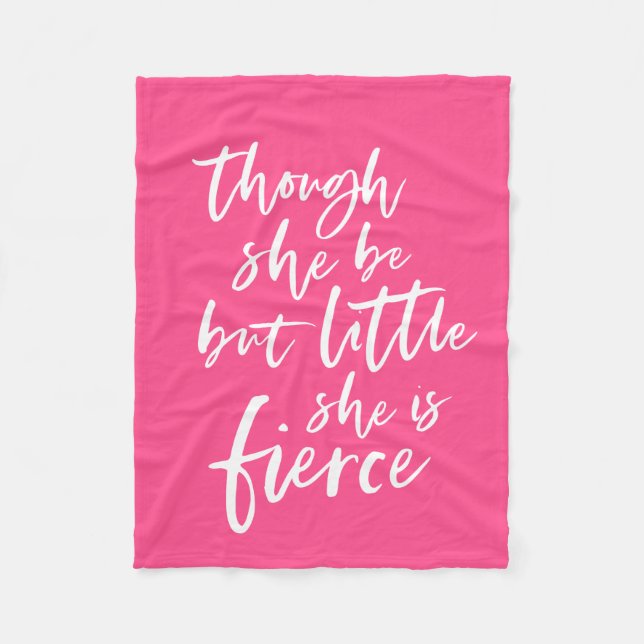 Anpassningsbar Färg Script Little but Fierce Shake Fleecefilt (Framsidan)