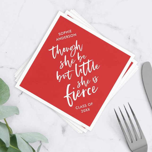 Anpassningsbar Färg Script Little but Fierce Shake Pappersservett (Skapare uppladdad)